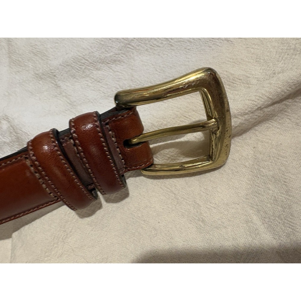 Roundtree & Yorke Brown Italian Full Grain Cowhide Dress Belt Men's Size 36/90 - Picture 2 of 5